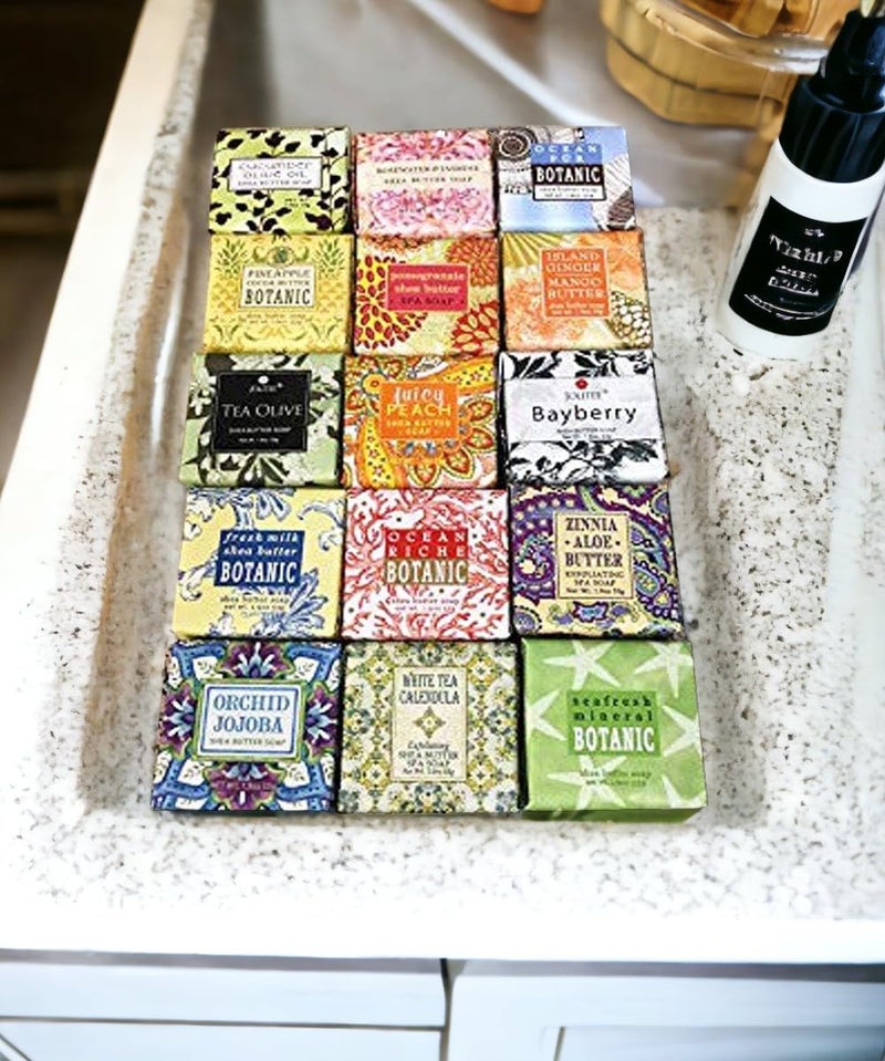 Jolitee French Milled Soap Set: 15 Botanical Scents, Essential Oils & Shea Butter, Natural Extracts, 15-Pack Mini Soaps - Image 2